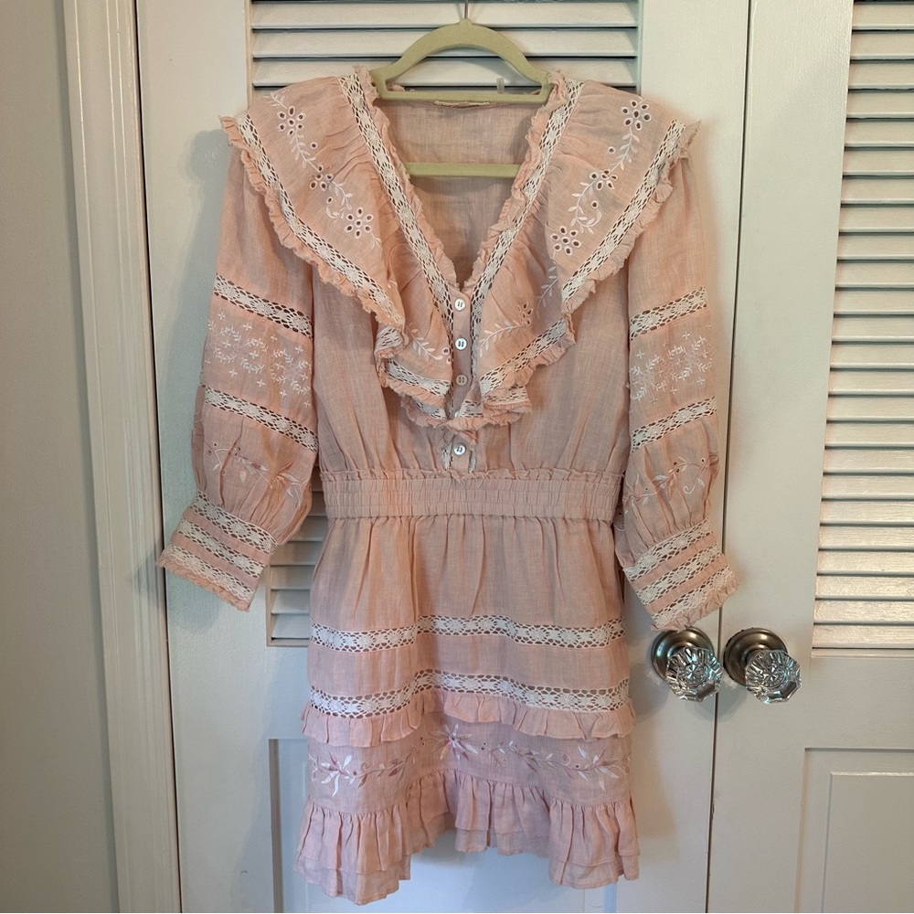 LoveShackFancy Pink Mini Dress